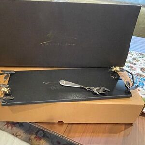 Michael Aram Black and Gold Serving Tray with Knife